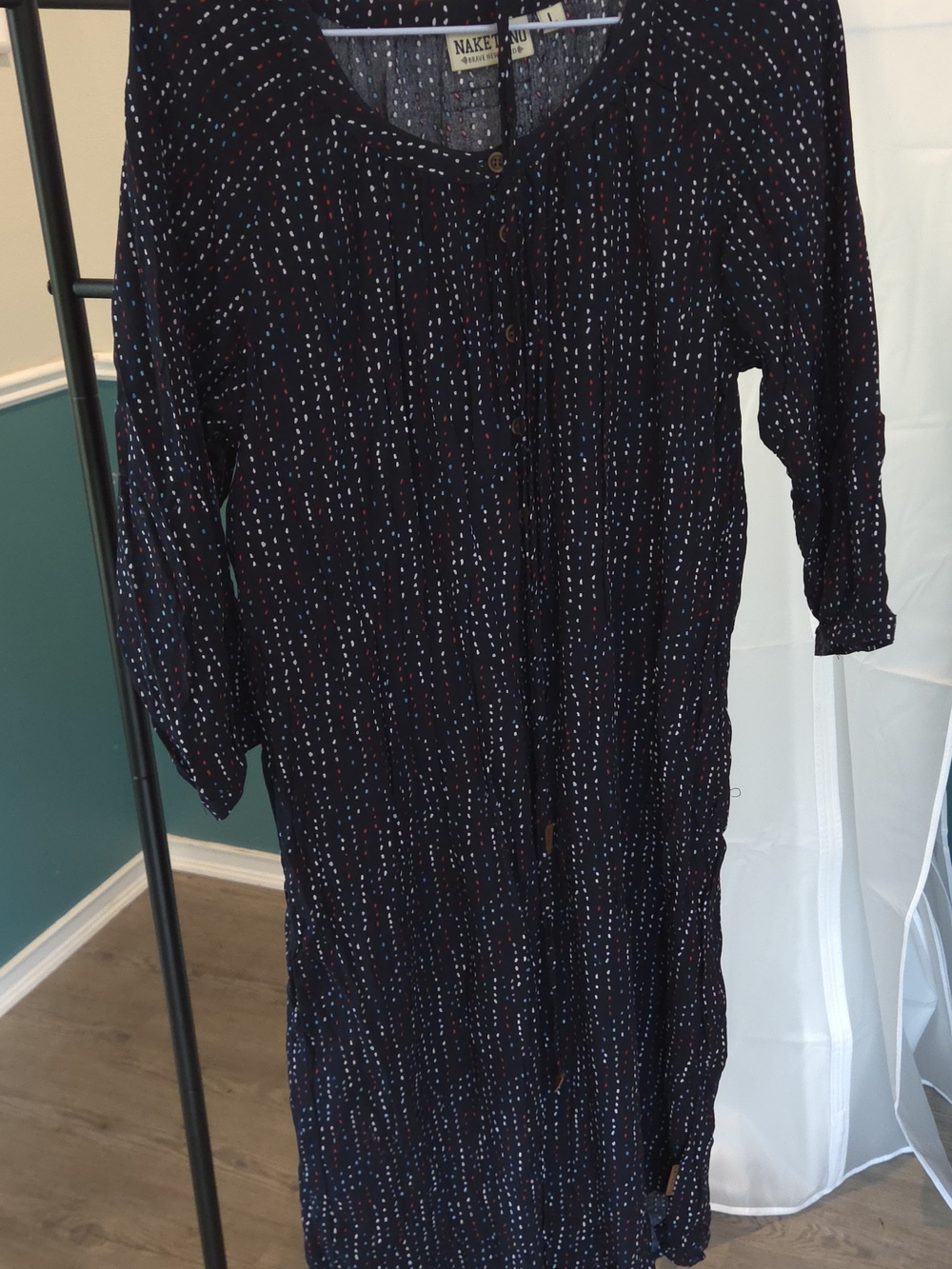 Naketano Navy Midi Dress with Red & White Dot Print